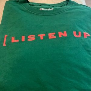 Folkways “ listen up “T-shirt, size large, vibrant, green men’s statemen…